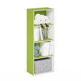 Furinno Luder 4-Tier Open Plank Boekenkast, Groen/Wit