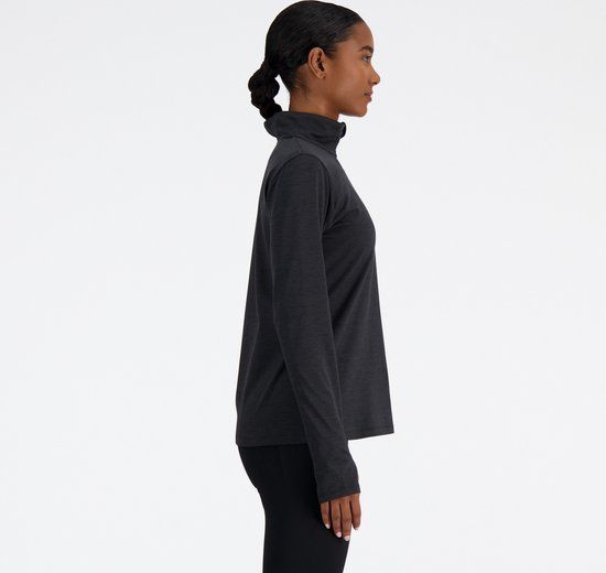 New Balance Space Dye Quarter Zip Women's Running Top - Black Heather - Size XS