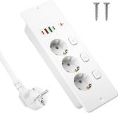 Prise encastrable avec USB C PD 20W - 3 prises à interrupteur individuel - Prise encastrable avec câble de 2m
