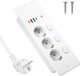 SURIGHT Inbouw stekkerdoos met USB C PD 20W - 3-voudig stopcontact individueel schakelbaar - Inbouwstopcontact met 2m kabel