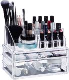 Merkloos Relaxdays Make-up Organizer met 2 Lades - Transparant Kunststof