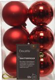 Decoris Cosy&Trendy Kerstballen - 12 stuks - 6cm - Kunststof - Rood