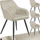 tectake® Eetkamerstoel - Set van 4 - Crème / Zwart