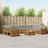 vidaXL Acacia Hout Hoek Loungeset 9-zits Naturel en Lichtgrijs