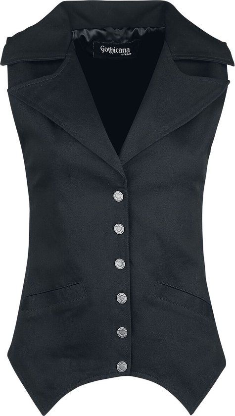 Gothicana by EMP Gothicana Zwart vest met reverskraag - Dames - XXL