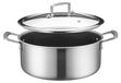 Casserole 24 cm avec couvercle en verre, acier inoxydable, revêtement céramique, argenté
