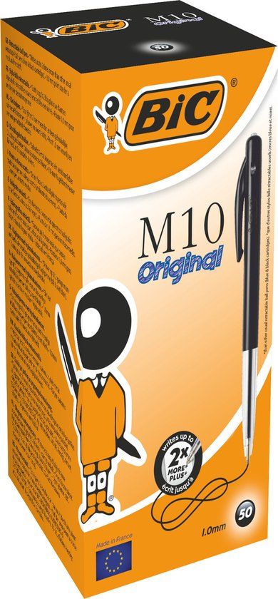 BIC M10 Original - Balpen - Zwart - B (Breed) - 50 stuks
