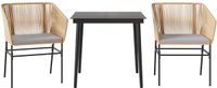 vidaXL 3-delige Tuinset met Kussens, Poly Rattan, Glas, Bruin
