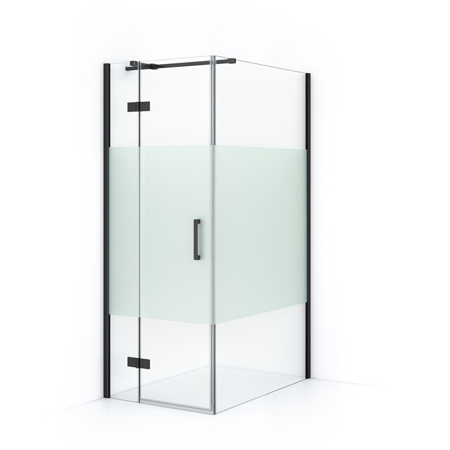 Maxaro Douchecabine Diamond 120x80cm 8mm Helder Veiligheidsglas met Matte Strook Zwart Chroom