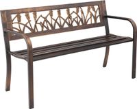 VEVOR Buitenbank, terrasbank, 127 cm, metalen frame, PVC rugleuning met bloemenprint, geschikt voor op een veranda
