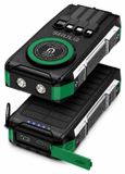 Shulq Solar Powerbank 30.000 mAh - 22,5W Snelladen - 15W Draadloos Opladen - IP65 Waterbestendig - Ingebouwde Kabels - LED Zaklamp - Zwart/Groen