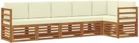 vidaXL - Bank loungeset - 6 zitplaatsen - Natuurlijk en crème - Polyester