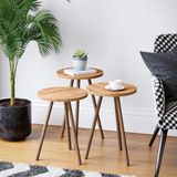 en.casa Bijzettafel set van 3 Hjørring rond houtkleurig