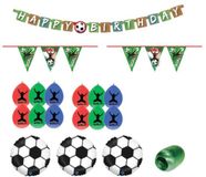 Merkloos / Sans Marque Verjaardagsversiering voetbal met ballonnen en vlaggenlijn