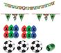 Merkloos / Sans Marque Verjaardagsversiering voetbal met ballonnen en vlaggenlijn