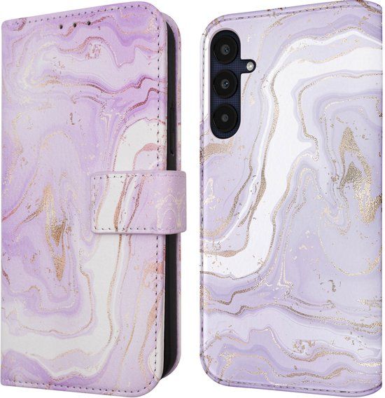 imoshion Hoesje - Geschikt voor Samsung Galaxy A25 (5G) - Design Bookcase smartphone - Purple Marble