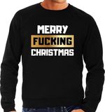 Bellatio Decorations Shoppartners Bv Foute Kersttrui / sweater - Merry fucking Christmas - Zwart - S