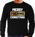 Bellatio Decorations Shoppartners Bv Foute Kersttrui / sweater - Merry fucking Christmas - Zwart - S