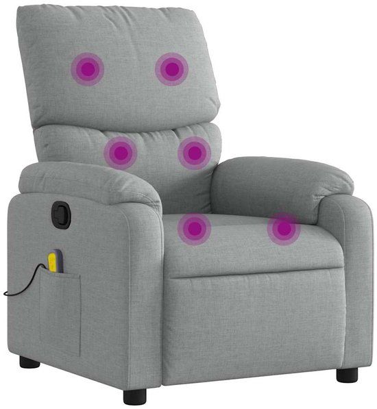 vidaXL Massagestoel verstelbaar stof lichtgrijs