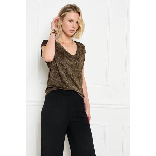 LOLALIZA T-shirt met glitters - bruin