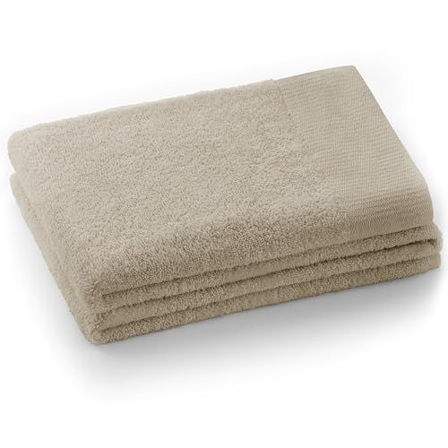 AmeliaHome Handdoek Beige 50x100 cm 100% katoen kwaliteit absorberend Cappuccino Amari