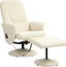 HOMCOM Fauteuil de massage relax avec repose-pieds Ensemble Similicuir, Acier 76L x 81P x 105H cm Blanc cassé