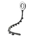 DigiPower Twist 3" flexibele ringlamp met 10 zuignappen voor optimale grip op pc, laptop, tablet en spiegel, zwart