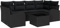 vidaXL Tuinbank Set 7-delig Zwart Polyrattan