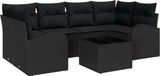 vidaXL Tuinbank Set 7-delig Zwart Polyrattan