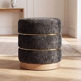 Wahson Ottoman de salon doré petit tabouret repose-pieds élégant pouf de coiffeuse moderne pour chambre entrée, noir