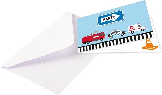 Amscan Uitnodigingen On The Road Papier Blauw 8 Stuks