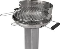 StarTech Roestvrijstalen kolengrill - Kolengrill met zuil - Weerbestendig - Verchroomd rooster in hoogte verstelbaar - Asbak - Ventilatieschuif - Piezo-ontsteking - Blauw