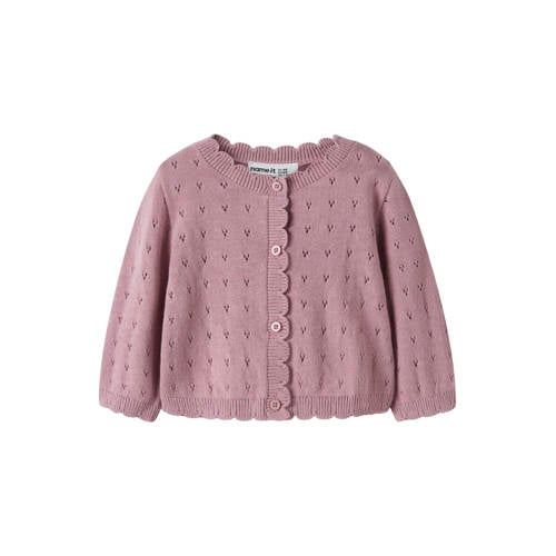 NAME IT BABY katoenen rechtvallend gebreid vest - paars