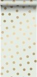 ESTAHome Behang Stippen Gebroken Wit en Goud - 53 cm x 10.05 m