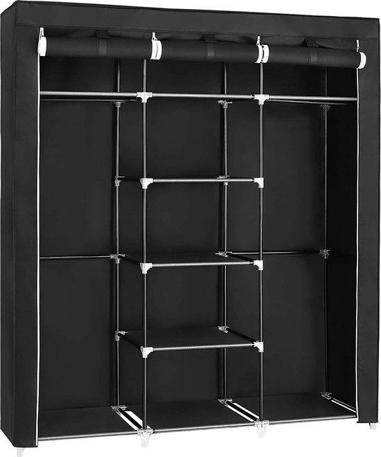 XXL Canvas Garderobekast - Kledingkast - opvouwbaar - 175 x 150 x 45 cm - Zwart