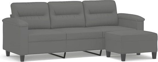 vidaXL Driezitsbank met voetenbank 180 cm microvezelstof donkergrijs