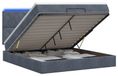 vidaXL Lit plateforme avec matelas et éclairage LED, gris foncé, 180 x 200 cm, velours