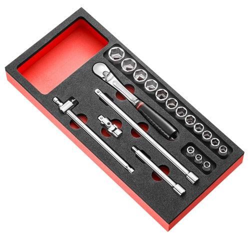 Module foam 6-kant metrische doppen 3/8" - 20 stuks