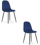 LEOBERT ASTI Velvet Design Stoelen – Set van 2 – Marineblauw Fluweel – Zwarte Metalen Poten – Max. 120 kg