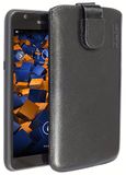 mumbi Echt leren hoesje compatibel met Sony Xperia E4g hoes leer tas case wallet, zwart