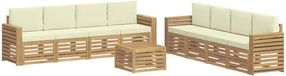 vidaXL - Buiten - bank - set - 9 - st - Wit - en - crèmekleurig - Polyester
