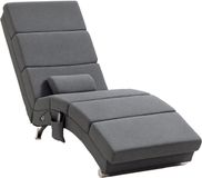 HOMCOM Massage Relaxfauteuil - Stof met linnenlook (100% polyester) - 56x168x84cm - Grijs