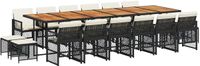 vidaXL 17-delige Tuinset met Kussens, Zwart, van Polyrotan