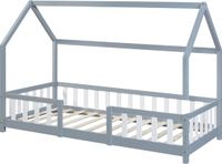 en.casa Kinderbed Sisimiut met uitvalbeveiliging 90x200 lichtgrijs en wit