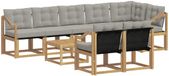 vidaXL Hoek loungeset 8 zitplaatsen Acacia hout Wit en lichtgrijs