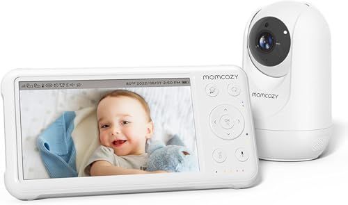 Momcozy Babyfoon Met Camera – 5-Inch HD 1080P Scherm – 5000 mAh Accu – Geen Wi-Fi – Tweerichtingsaudio – VOX-Modus – Nachtzicht – Groothoeklens – 290 m Bereik – BM01