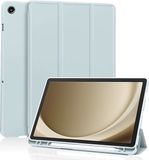 Techsuit Housse de tablette pliable à trois volets avec porte-stylo pour Samsung Galaxy Tab A9 Plus - Bleu clair