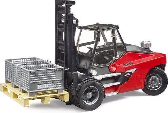 Bruder Linde HT160S Heftruck met Pallet en 3 Palletkooien - 4001702025137