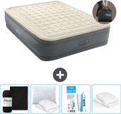 Intex Luchtbed - 2-Persoons - 152 x 203 x 46 cm - Grijs - Inclusief pomp - Hoeslaken - Kussen - Reparatieset en Kussenbeschermer