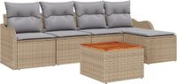 vidaXL Tuinbank Set 6-delig Beige Polyrattan